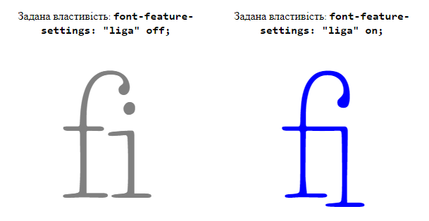 Властивість `font-feature-settings`